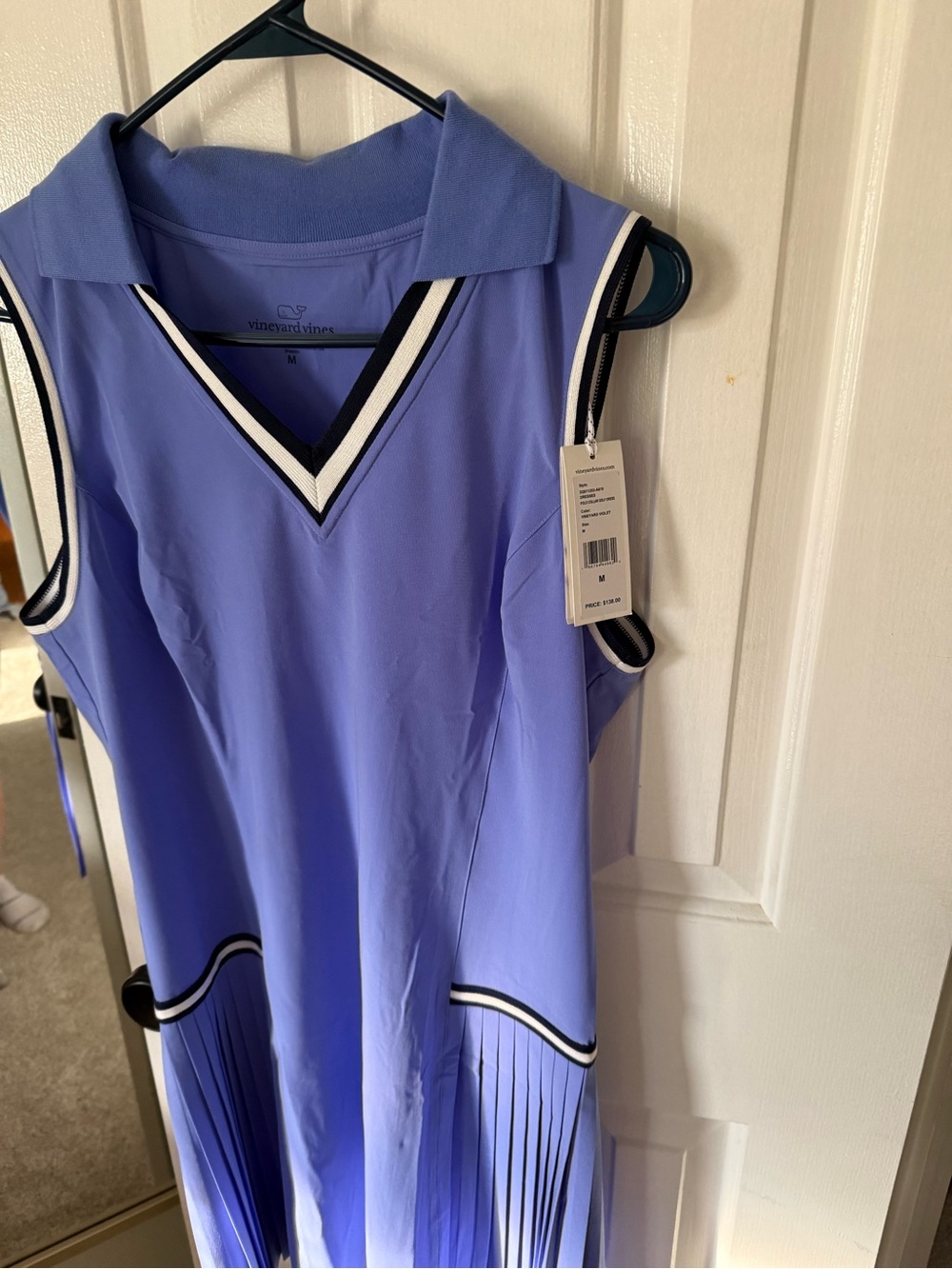 Vineyard Vines Periwinkle Polo Collar Golf Dress with Navy Trim